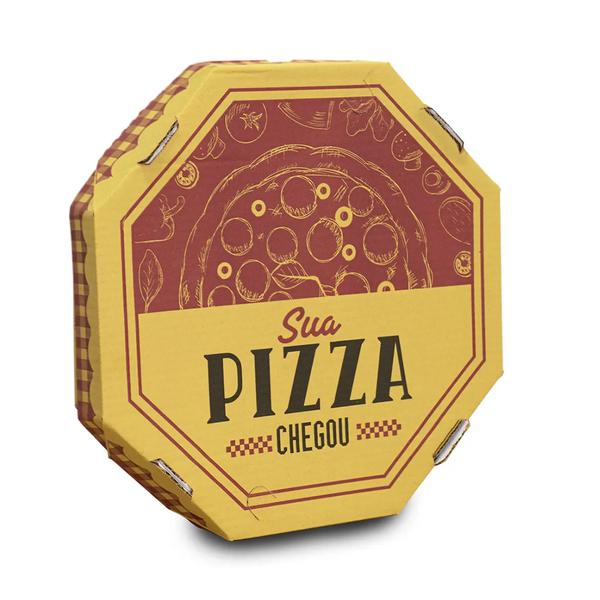 CAIXA PIZZA VERMELHA SUA PIZZA CHEGOU N35 35X35X4CM UN VINCO