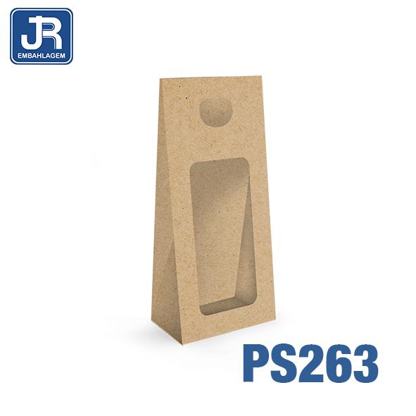 CAIXA POUCHE COM VISOR 9X5,5X20CM KRAFT UN JR EMBALAGENS