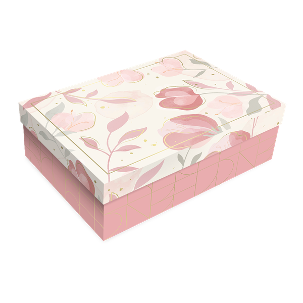CAIXA PRESENTE COM TAMPA 27X10X21CM ROSE ELGANCE UN REGINA