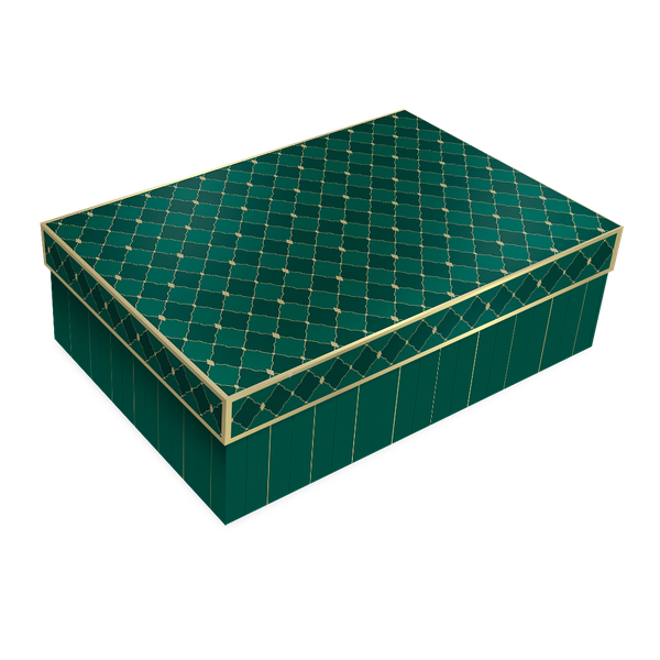 CAIXA PRESENTE COM TAMPA 27X10X21CM VERDE ROYAL UN REGINA