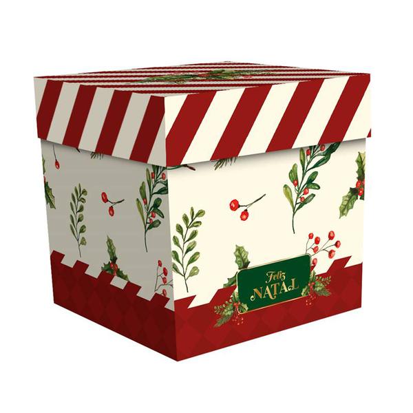 CAIXA PRESENTE CUBO COM TAMPA 11X11X11CM NATAL UN REGINA