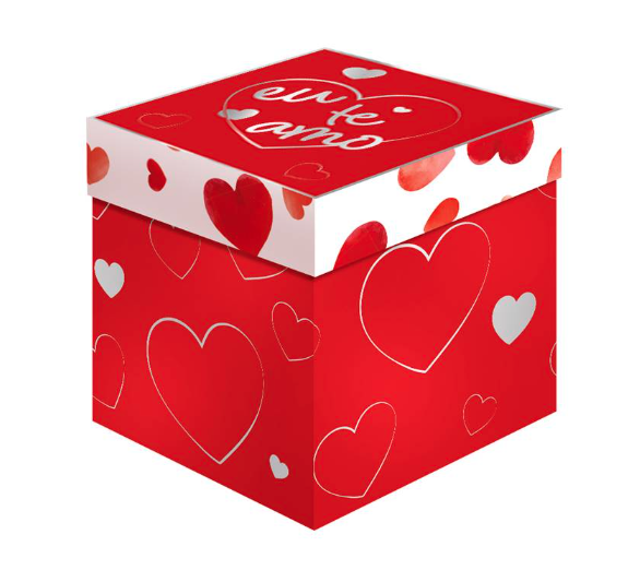 CAIXA PRESENTE CUBO COM TAMPA AMORE UN REGINA
