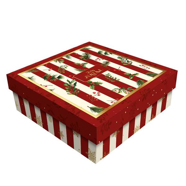 CAIXA PRESENTE QUADRADA COM TAMPA 17X17X5CM NATAL UN REGINA