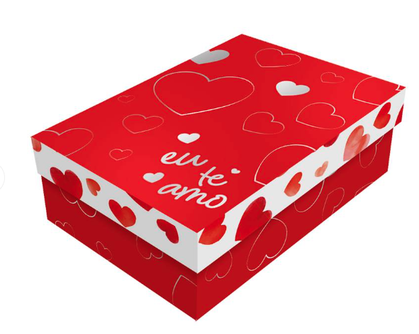 CAIXA PRESENTE RETANGULAR COM TAMPA 20X15X75CM AMORE UN REGINA