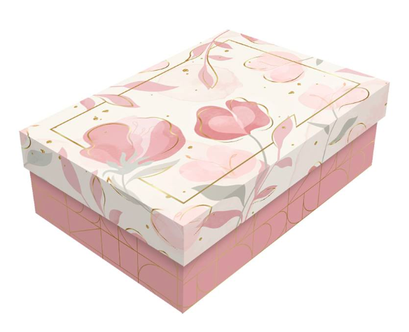 CAIXA PRESENTE RETANGULAR COM TAMPA 20X15X75CM ELEGANCE ROSE UN REGINA