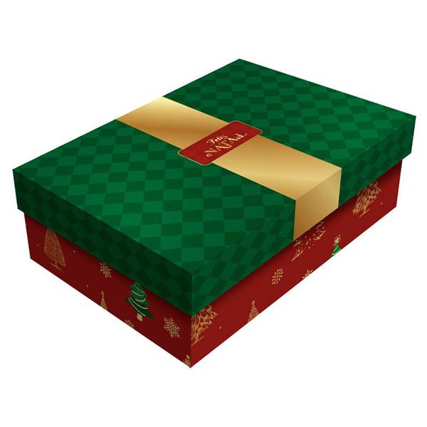 CAIXA PRESENTE RETANGULAR COM TAMPA 20X15X75CM NATAL UN REGINA