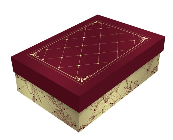 CAIXA PRESENTE RETANGULAR COM TAMPA 20X15X75CM ROYAL MARSALA UN REGINA