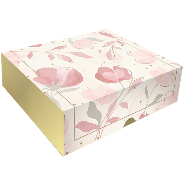 CAIXA PRESENTE TAMPA/FUNDO 25X7X21CM ROSE ELEGANCE UN REGINA