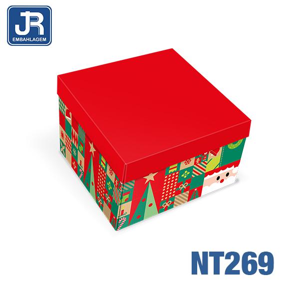 CAIXA QUADRADA 14X14X8CM PACOTINHOS DO NOEL UN JR EMBALAGENS