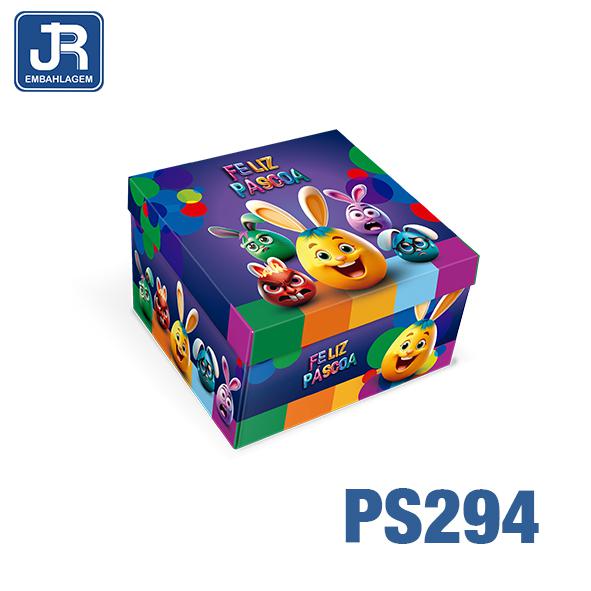 CAIXA QUADRADA 14X14X8CM PASCOA DIVERTIDAMENTE UN JR EMBALAGENS
