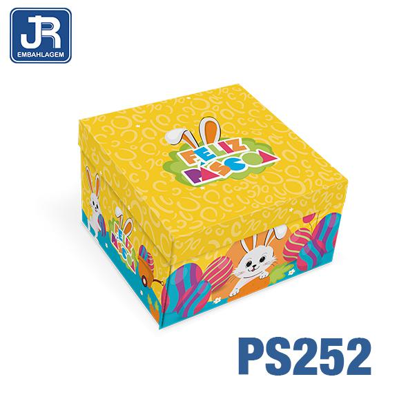 CAIXA QUADRADA 14X14X8CM PASCOA DOCE DIVERSAO UN JR EMBALAGENS