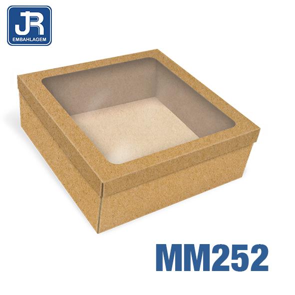 CAIXA QUADRADA 21X21X8,5CM COM VISOR KRAFT UN JR EMBALAGENS
