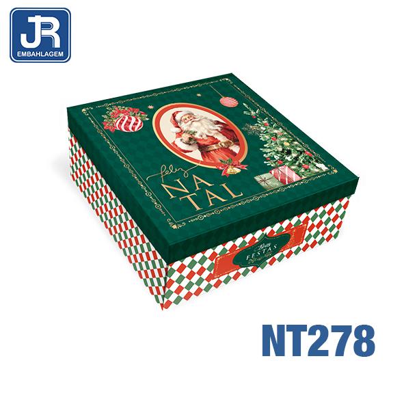 CAIXA QUADRADA 21X21X8,5CM CONTO DE NATAL UN JR EMBALAGENS