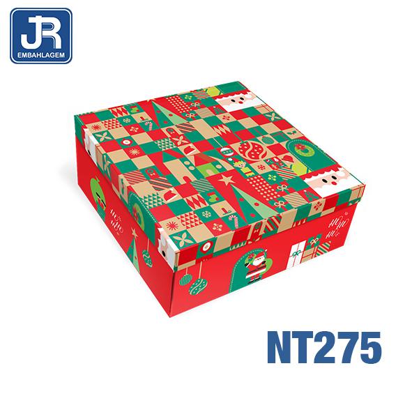 CAIXA QUADRADA 21X21X8,5CM PACOTINHOS DO NOEL UN JR EMBALAGENS