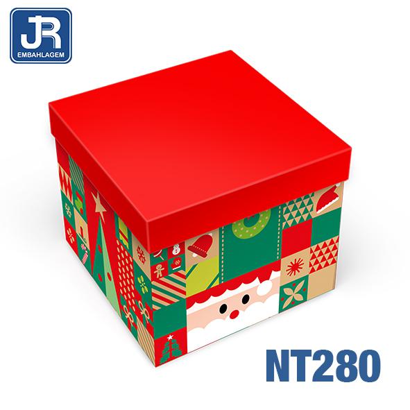 CAIXA QUADRADA ALTA 22X22X18CM PACOTINHOS DO NOEL UN JR EMBALAGENS