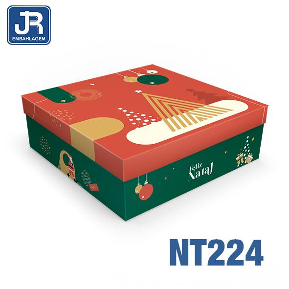 CAIXA QUADRADA MEDIA 27X27X9CM MAGIA DE NATAL UN JR EMBALAGENS