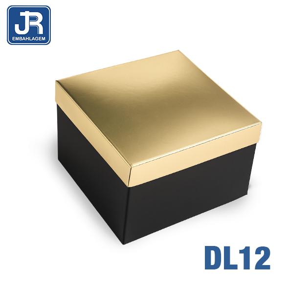 CAIXA QUADRADA PEQUENA 14X14X8CM DOURADO LAMINADO UN JR EMBALAGENS