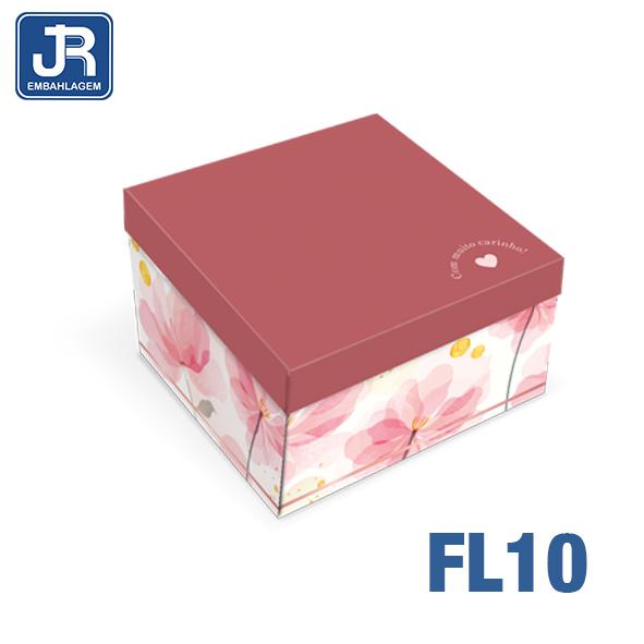 CAIXA QUADRADA PEQUENA 14X14X8CM FLORAL UN JR EMBALAGENS