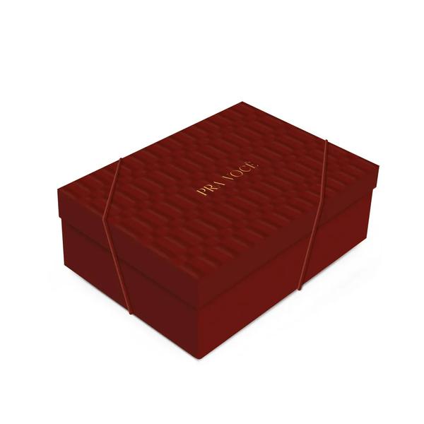 CAIXA RETANGULAR COM TAMPA RELEVO BORGONHA VINHO 46X33X14CM M UN CROMUS