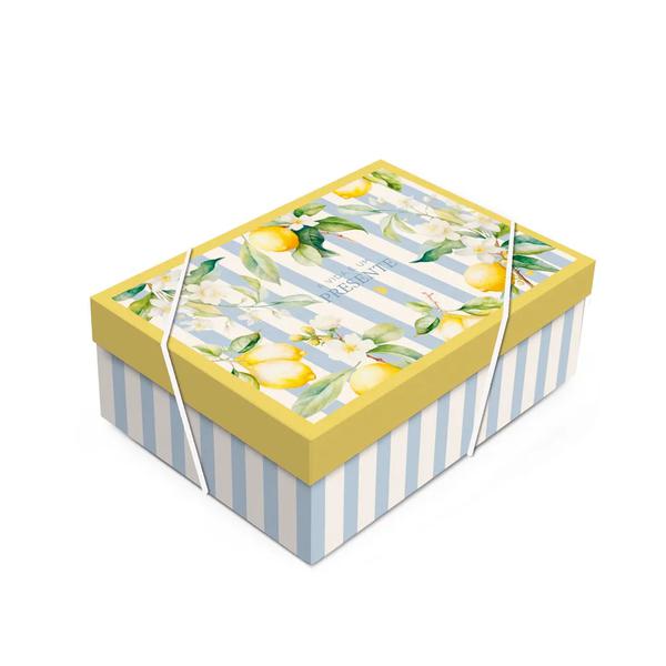 CAIXA RETANGULAR COM TAMPA SICILIA 35X25X11CM M UN CROMUS