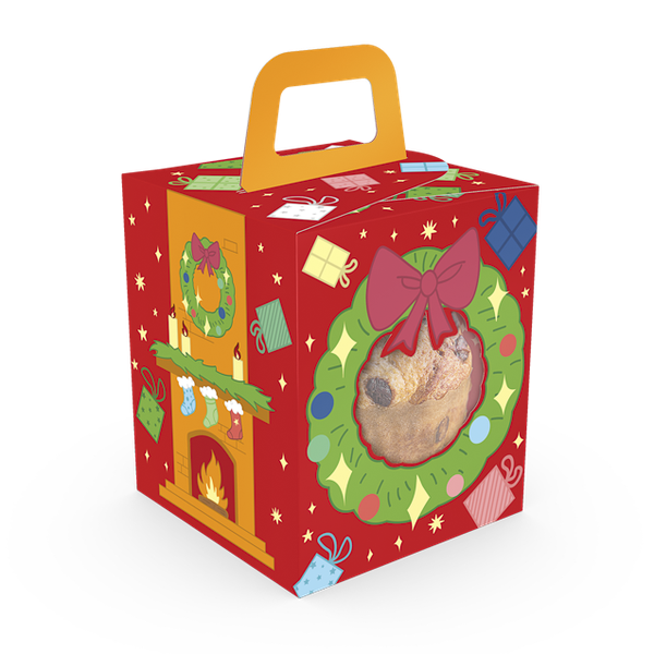 CAIXA SOFT COM VISOR MINI PANETONE NATAL DIVERTIDO UN IDEIA