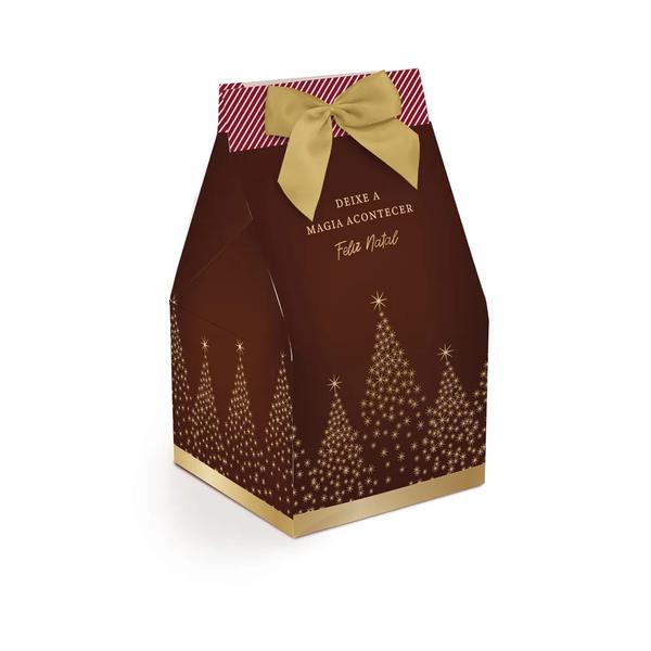 CAIXA TRAPEZIO PANETONE MAGIC MARROM 14X14X22,5 UN CROMUS