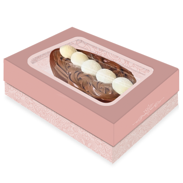 CAIXA UM OVO 3 EM 1 TAMPA COM VISOR P 100G/150G/250G DELICADA ROSA UN FESTCOLOR
