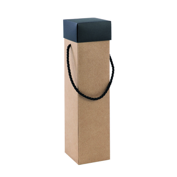 CAIXA VINHO COM ALCA 8X8X33CM KRAFT PRETO UN CROMUS