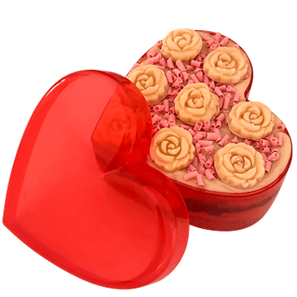 CAKE BOX CORACAO COM TAMPA VERMELHO SOLIDO 750ML UN BLUE STAR