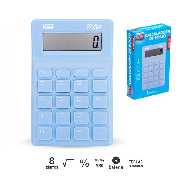 CALCULADORA DE BOLSO 8 DIGITOS AZUL PASTEL UN KAZ