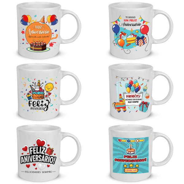 CANECA CERAMICA ANIVERSARIO SORTIDAS UN CERAMICA REGINA