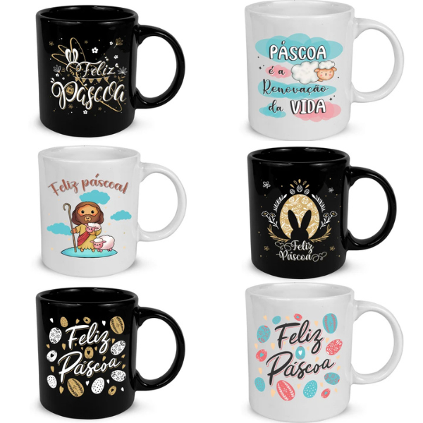 CANECA CERAMICA RETA PASCOA UN CERAMICA REGINA