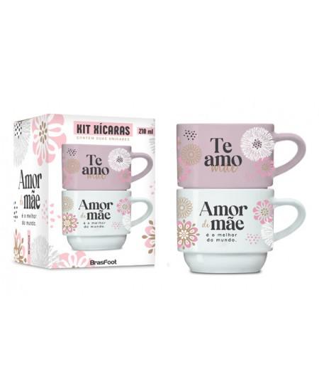 CANECA EMPILHADA DUPLA MAE MELHOR AMOR DO MUNDO 210ML UN