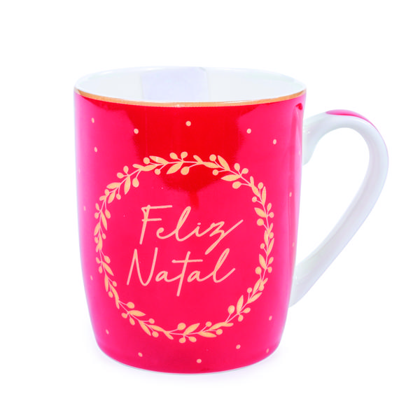 CANECA GUIRLANDA FELIZ NATAL 440ML UN CROMUS