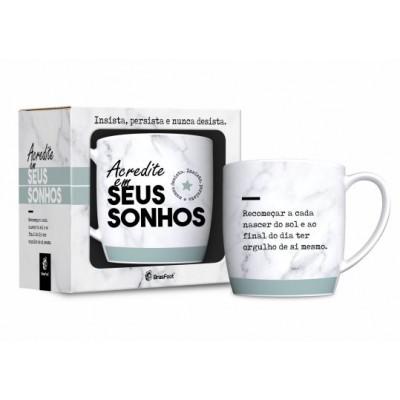 CANECA PORCELANA URBAN 300ML ACREDITE EM SEUS SONHOS UN