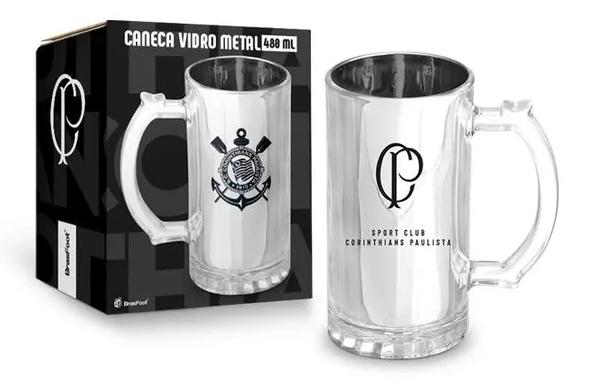 CANECA VIDRO BERLIM  METALIC TIMES 480ML CORINTHIANS UN