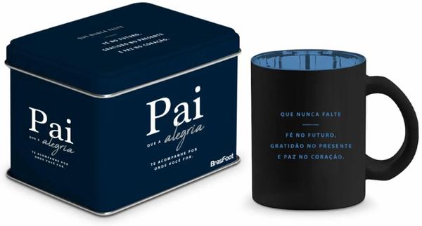 CANECA VIDRO DIAMOND METALIC LATA 300ML PAI QUE ALEGRIA UN