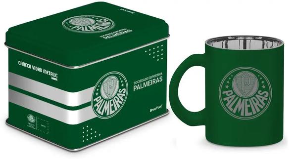 CANECA VIDRO DIAMOND METALIC LATA TIMES 300ML PALMEIRAS UN
