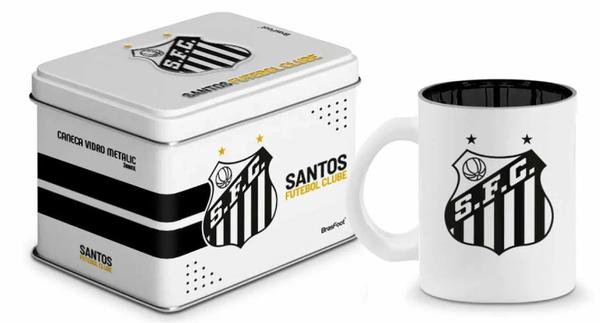 CANECA VIDRO DIAMOND METALIC LATA TIMES 300ML SANTOS UN