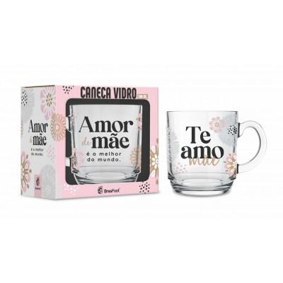 CANECA VIDRO ELEGANCE MAE MELHOR AMOR DO MUNDO UN
