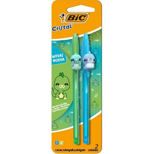 CANETA ESFEROGRAFICA CRISTAL FASHION BICHINHO AZ/VD C/02UN