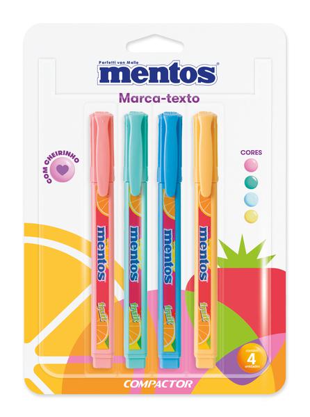 CANETA MARCA TEXTO DESTAQ MENTOS COM CHEIRO 4 CORES UN