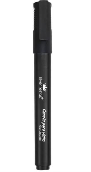 CANETA PO GIZ PRETO UN SILVER