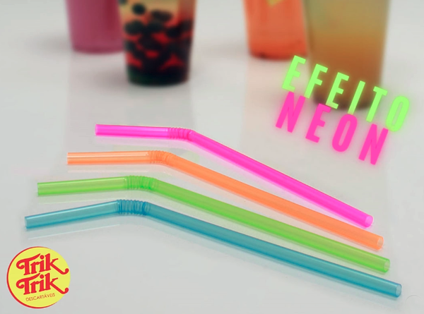 CANUDO BIODEGRADAVEL FLEX NEON MISTO 100UN TRIK TRIK