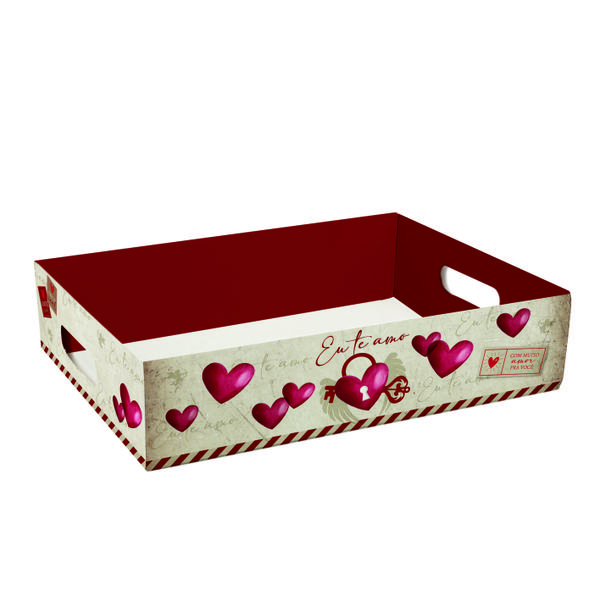 CESTA BANDEJA AMOR REAL 22X15X6CM P UN CROMUS