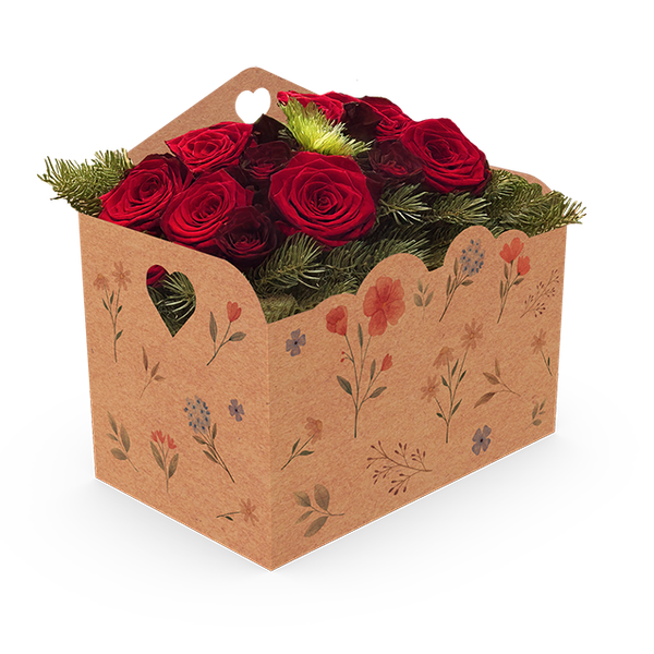 CESTA ENVELOPE KRAFT FLORES DO CAMPO UN IDEIA