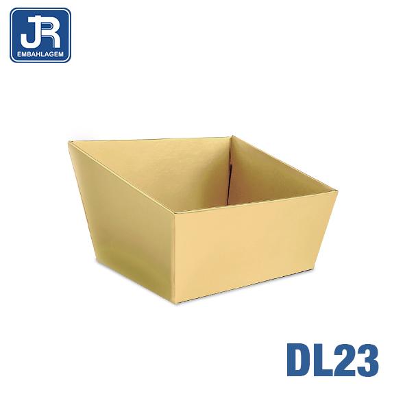 CESTA M 17X12,5X8CM DOURADO LAMINADO UN JR EMBALAGENS