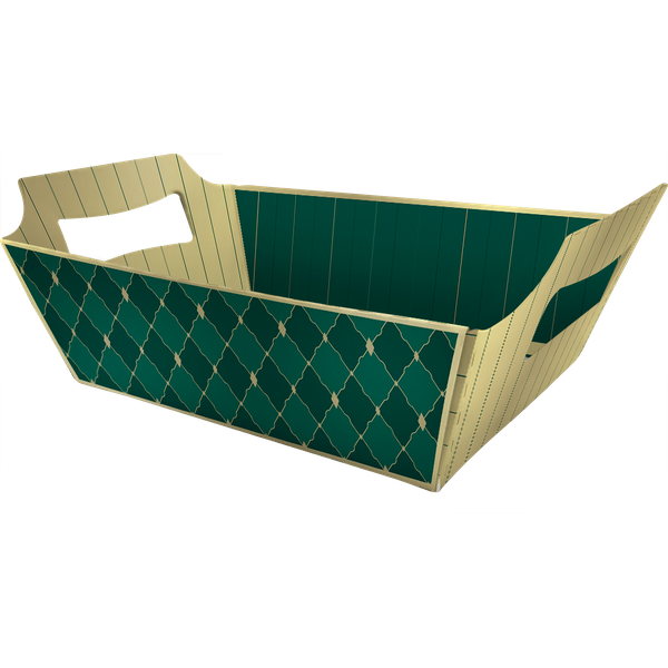 CESTA RIGIDA PARA PRESENTE VERDE ROYAL UN REGINA