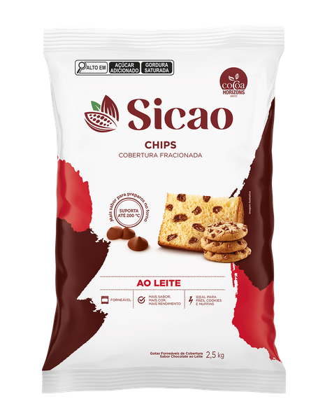 CHIPS COBERTURA FORNEAVEL AO LEITE 2,5KG SICAO
