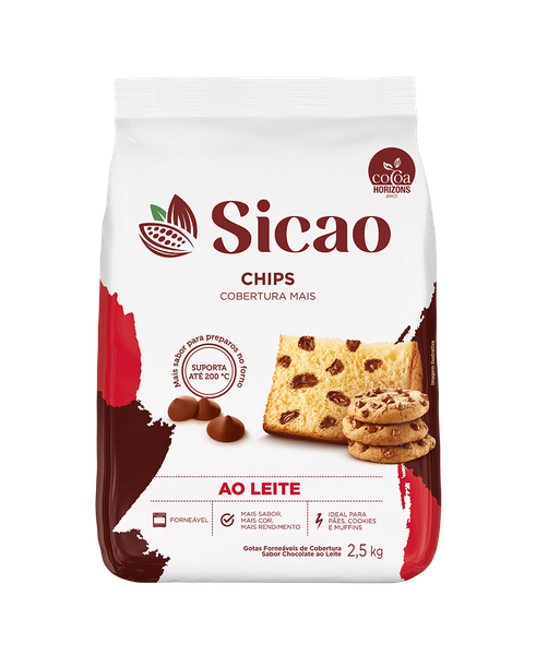 CHIPS COBERTURA FORNEAVEL AO LEITE 2,5KG SICAO
